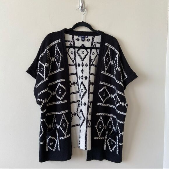 Rachel B Sweaters - RACHEL B.-Aztec Double Pocket Lightweight Open Short Sleeve Cardigan